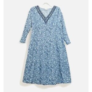 Wonderly Maxi Peasant Dress Women’s Medium Blue 100% Cotton Gauze Tiered Boho